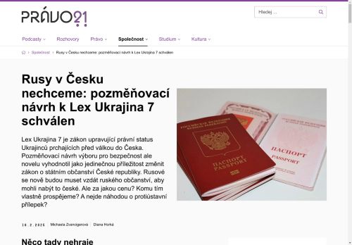 Rusy v Česku nechceme: pozměňovací návrh k Lex Ukrajina 7 schválen