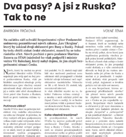 Dva pasy? A jsi z Ruska?  Tak to ne